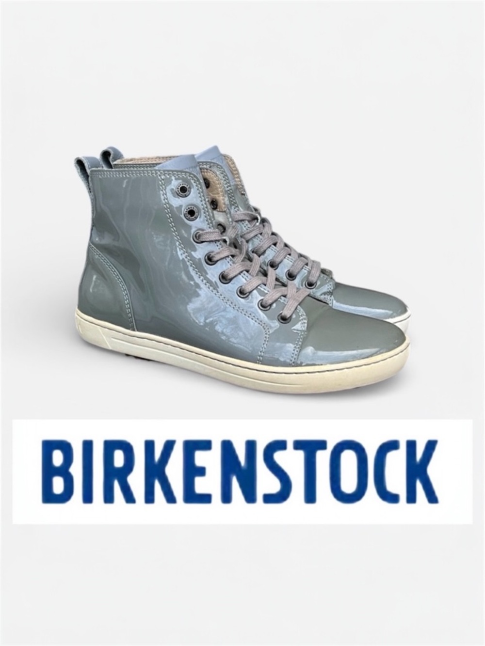 Birkenstock Bartlett Patent Leather Mid Top Sneaker in Gray Size EU 36
